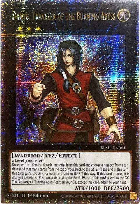 Dante, Traveler of the Burning Abyss Quarter Century Secret Rare BLMR-EN081 Yu-Gi-Oh card from Battles of Legend: Monstrous Revenge