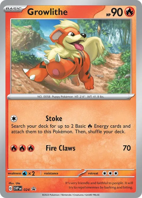 Growlithe #024 Holofoil Pokémon card from Scarlet & Violet Promo Cards