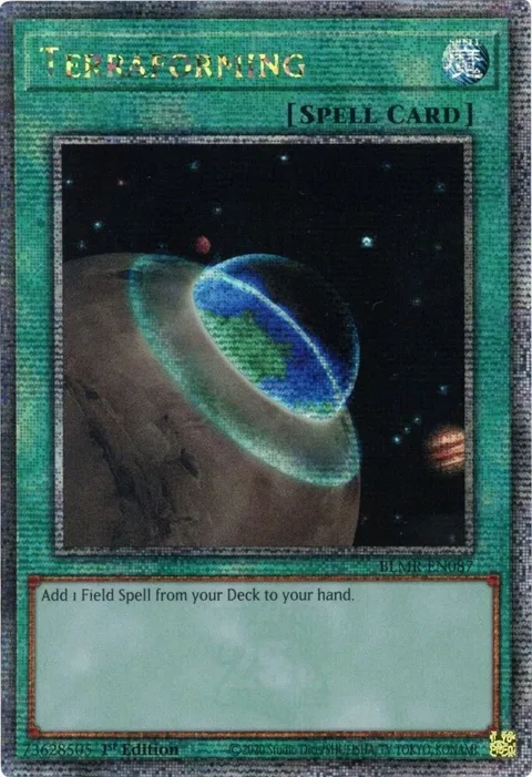 Terraforming Quarter Century Secret Rare BLMR-EN087 Yu-Gi-Oh card from Battles of Legend: Monstrous Revenge