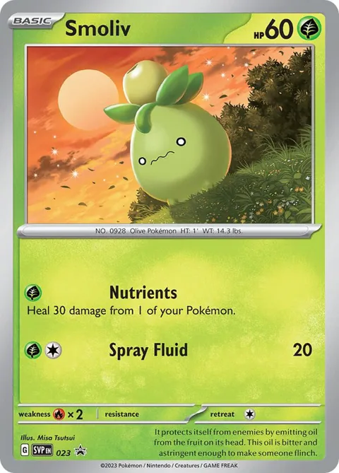 Smoliv #023 Holofoil Pokémon card from Scarlet & Violet Promo Cards