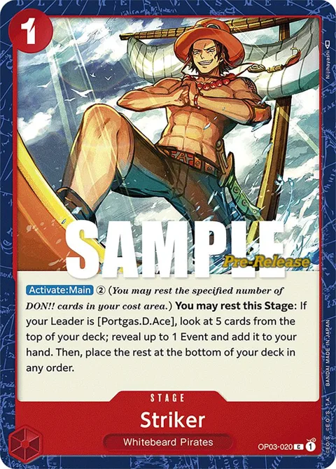 Striker OP03-020 Pre-Release One Piece card from Pillars of Strength Pre-Release Cards
