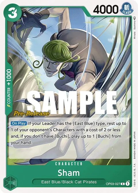 Sham OP03-027 Pre-Release One Piece card from Pillars of Strength Pre-Release Cards