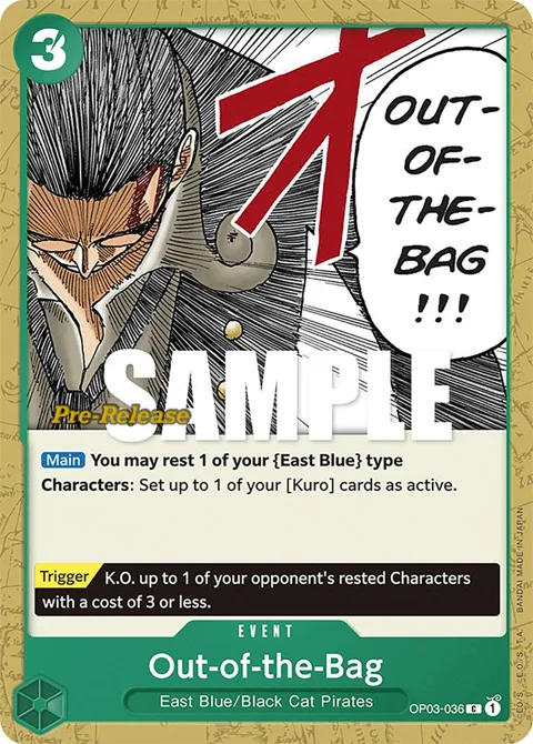 Out-of-the-Bag OP03-036 Pre-Release One Piece card from Pillars of Strength Pre-Release Cards