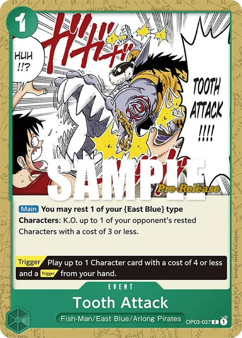 Tooth Attack OP03-037 Pre-Release One Piece card from Pillars of Strength Pre-Release Cards