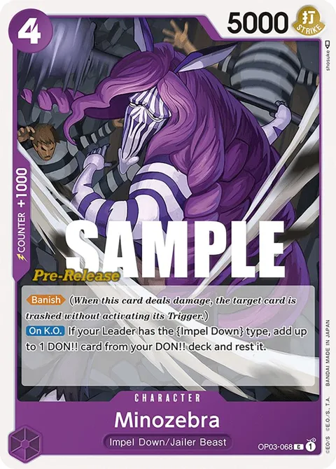 Minozebra OP03-068 Pre-Release One Piece card from Pillars of Strength Pre-Release Cards