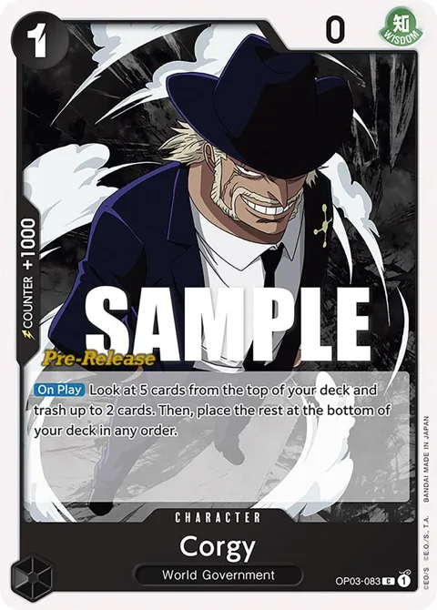 Corgy OP03-083 Pre-Release One Piece card from Pillars of Strength Pre-Release Cards