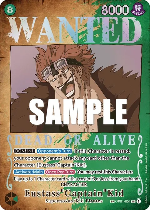 Eustass"Captain"Kid Wanted Poster OP01-051 One Piece card from Pillars of Strength