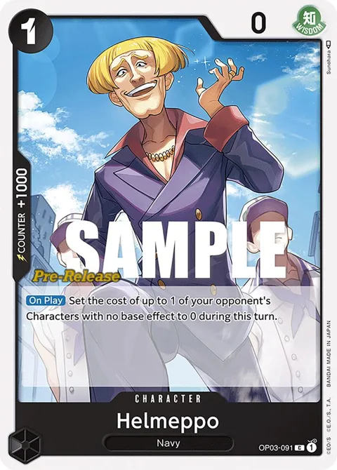 Helmeppo OP03-091 Pre-Release One Piece card from Pillars of Strength Pre-Release Cards
