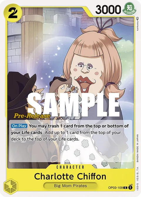 Charlotte Chiffon OP03-109 Pre-Release One Piece card from Pillars of Strength Pre-Release Cards