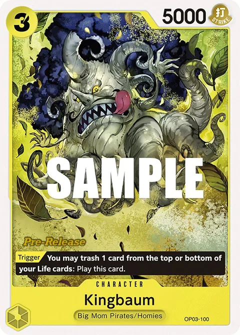 Kingbaum OP03-100 Pre-Release One Piece card from Pillars of Strength Pre-Release Cards
