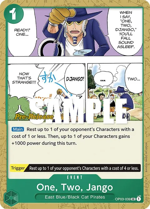 One, Two, Jango OP03-039 Pre-Release One Piece card from Pillars of Strength Pre-Release Cards