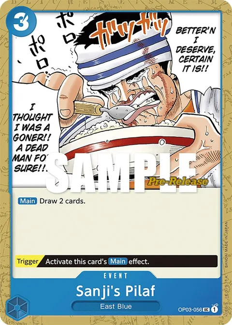 Sanji's Pilaf OP03-056 Pre-Release One Piece card from Pillars of Strength Pre-Release Cards
