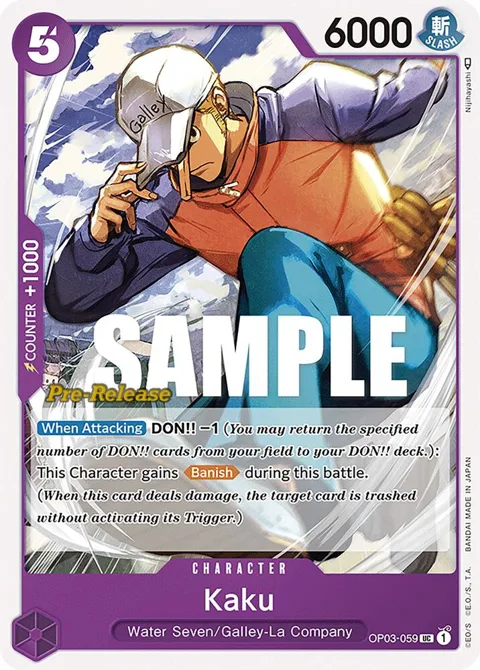 Kaku OP03-059 Pre-Release One Piece card from Pillars of Strength Pre-Release Cards