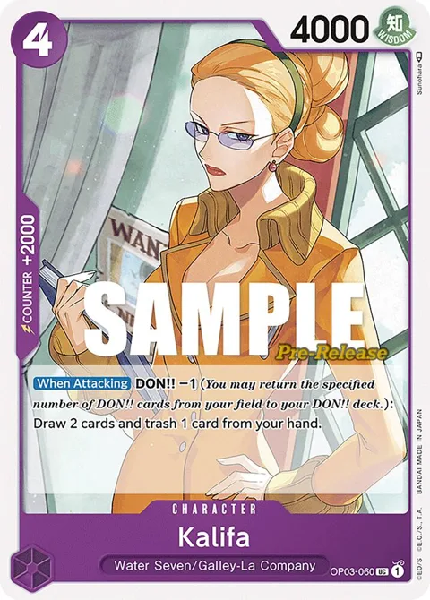 Kalifa OP03-060 Pre-Release One Piece card from Pillars of Strength Pre-Release Cards