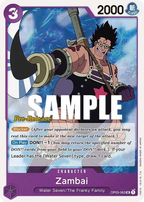 Zambai OP03-063 Pre-Release One Piece card from Pillars of Strength Pre-Release Cards