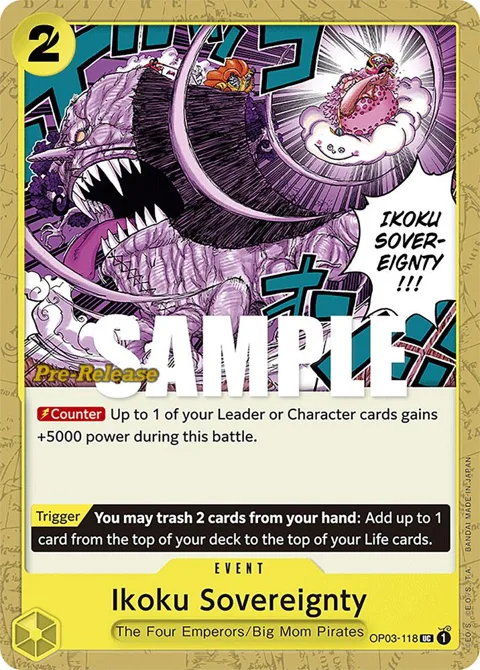 Ikoku Sovereignty OP03-118 Pre-Release One Piece card from Pillars of Strength Pre-Release Cards