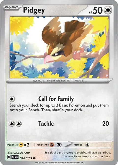Pidgey #016/165 Pokémon card from Scarlet & Violet 151