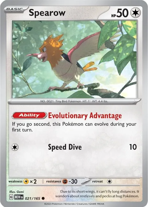 Spearow #021/165 Pokémon card from Scarlet & Violet 151