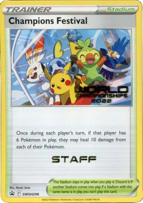 Champions Festival - SWSH296 World Championships 2022 [Staff] #SWSH296 Pokémon card from Sword & Shield Promo Cards