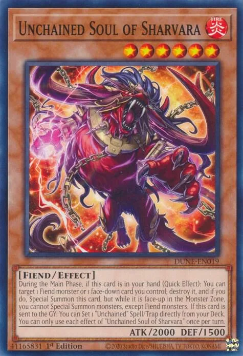 Unchained Soul of Sharvara DUNE-EN019 Yu-Gi-Oh card from Duelist Nexus