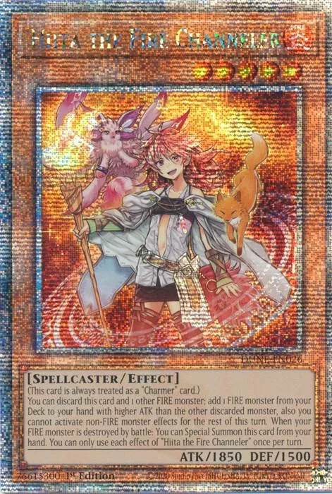 Hiita the Fire Channeler Quarter Century Secret Rare DUNE-EN026 Yu-Gi-Oh card from Duelist Nexus