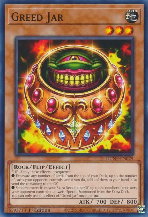 Greed Jar DUNE-EN029 Yu-Gi-Oh card from Duelist Nexus