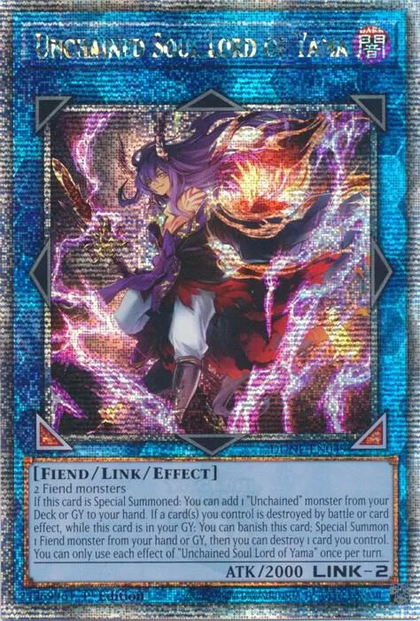 Unchained Soul Lord of Yama Quarter Century Secret Rare DUNE-EN049 Yu-Gi-Oh card from Duelist Nexus