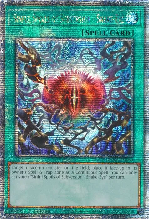 Sinful Spoils of Subversion - Snake-Eye Quarter Century Secret Rare DUNE-EN060 Yu-Gi-Oh card from Duelist Nexus