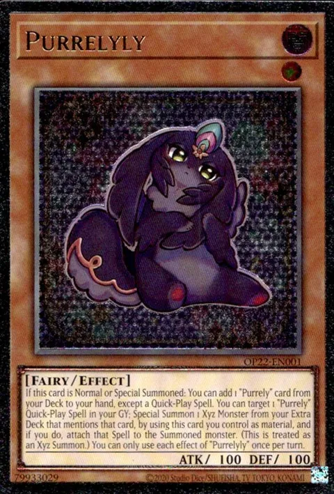 Purrelyly Ultimate Rare OP22-EN001 Yu-Gi-Oh card from OTS Tournament Pack 22