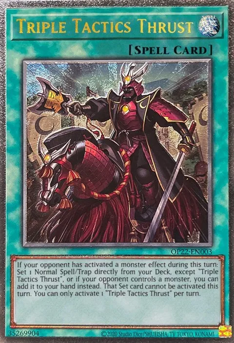Triple Tactics Thrust Ultimate Rare OP22-EN003 Yu-Gi-Oh card from OTS Tournament Pack 22