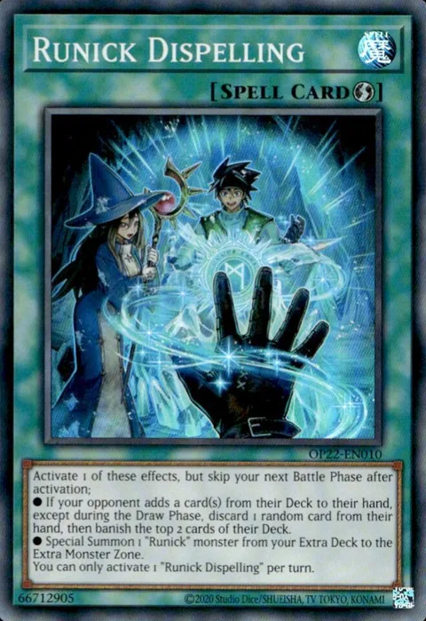 Runick Dispelling OP22-EN010 Yu-Gi-Oh card from OTS Tournament Pack 22