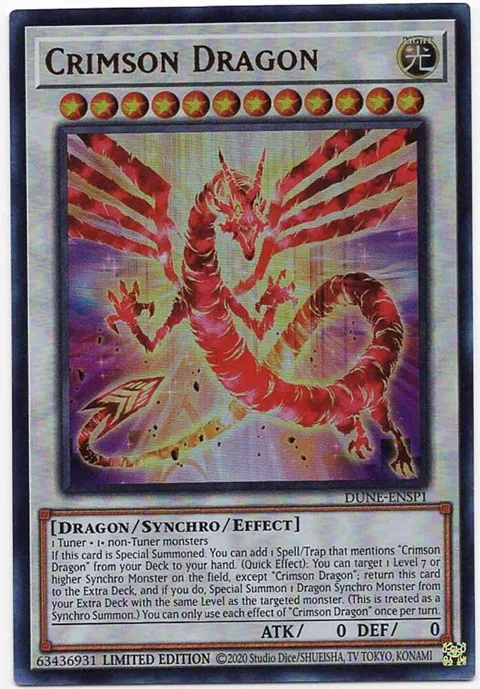 Crimson Dragon DUNE-ENSP1 Yu-Gi-Oh card from Duelist Nexus
