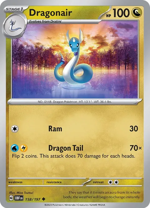 Dragonair #158/197 Reverse Holofoil Pokémon card from Obsidian Flames