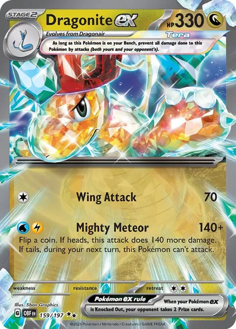 Dragonite ex #159/197 Holofoil Pokémon card from Obsidian Flames