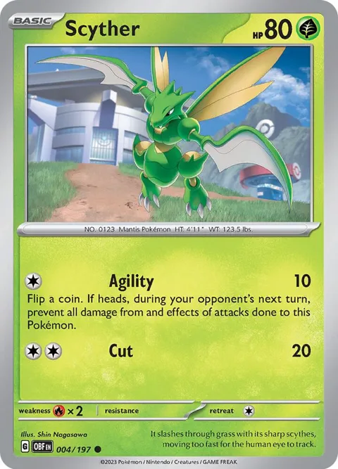 Scyther #004/197 Pokémon card from Obsidian Flames