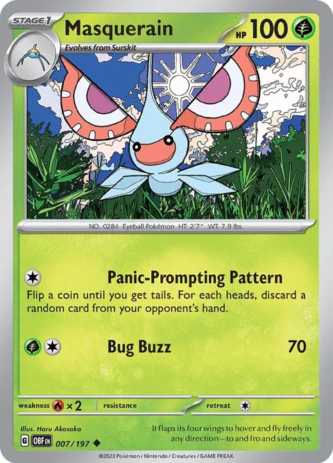Masquerain #007/197 Reverse Holofoil Pokémon card from Obsidian Flames