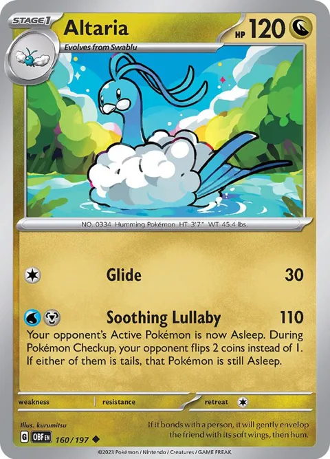 Altaria #160/197 Reverse Holofoil Pokémon card from Obsidian Flames