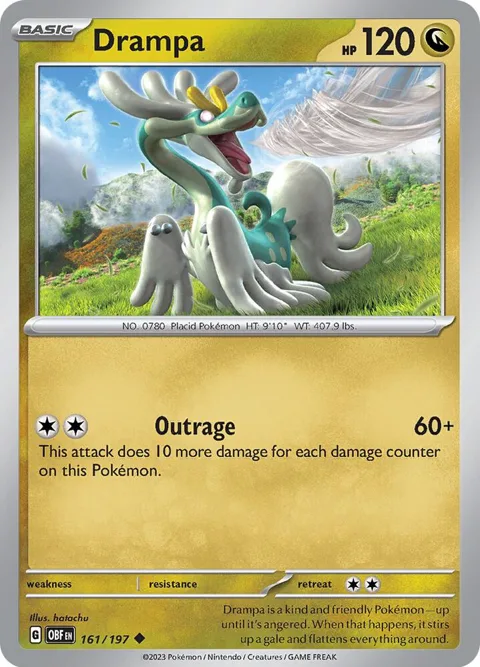 Drampa #161/197 Pokémon card from Obsidian Flames
