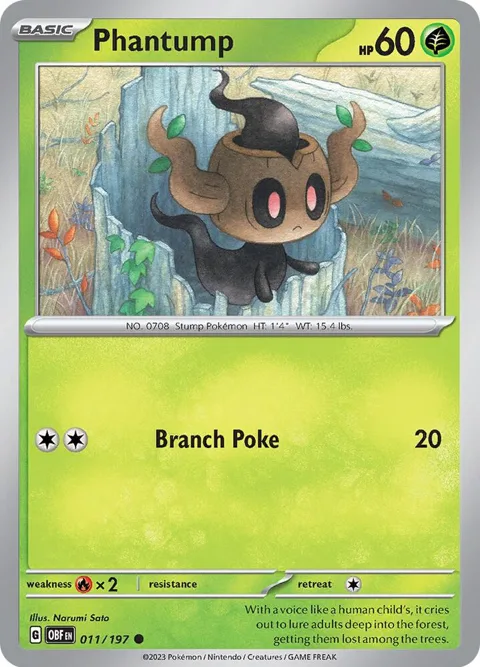 Phantump #011/197 Pokémon card from Obsidian Flames