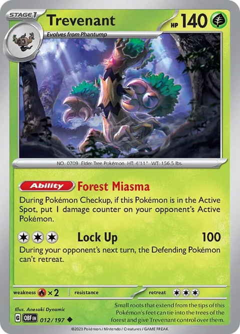 Trevenant #012/197 Pokémon card from Obsidian Flames
