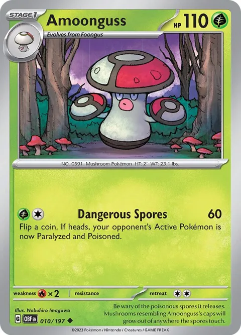 Amoonguss #010/197 Reverse Holofoil Pokémon card from Obsidian Flames