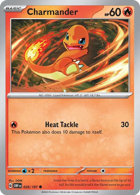 Charmander #026/197 Reverse Holofoil Pokémon card from Obsidian Flames