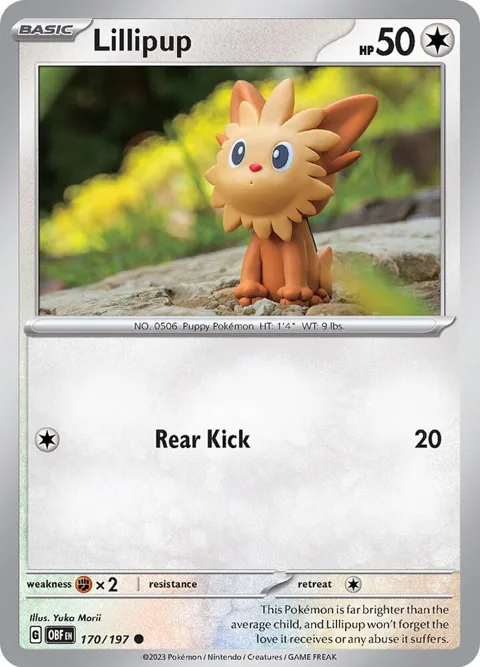 Lillipup #170/197 Reverse Holofoil Pokémon card from Obsidian Flames