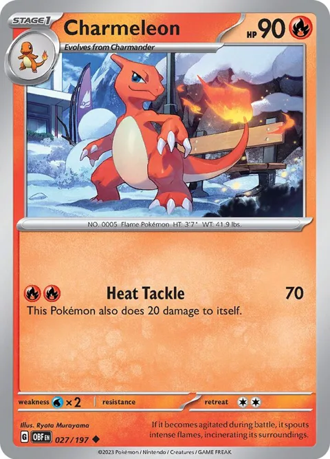 Charmeleon #027/197 Reverse Holofoil Pokémon card from Obsidian Flames