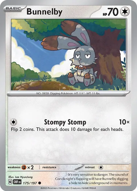 Bunnelby #175/197 Pokémon card from Obsidian Flames
