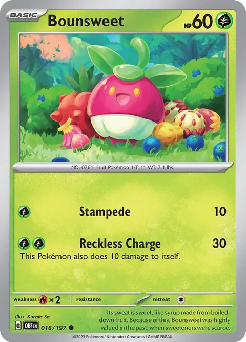 Bounsweet #016/197 Pokémon card from Obsidian Flames