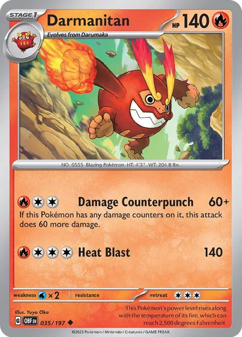 Darmanitan #035/197 Pokémon card from Obsidian Flames