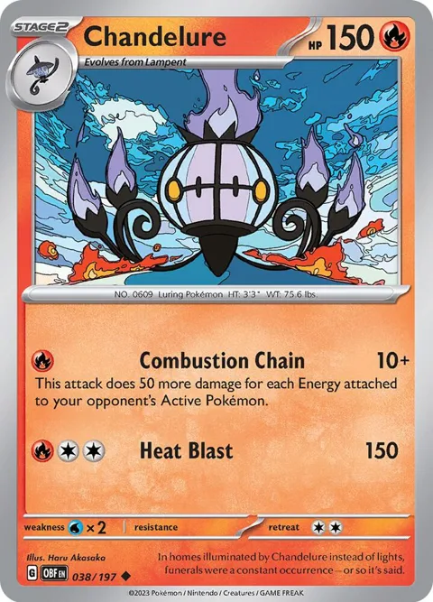 Chandelure #038/197 Pokémon card from Obsidian Flames