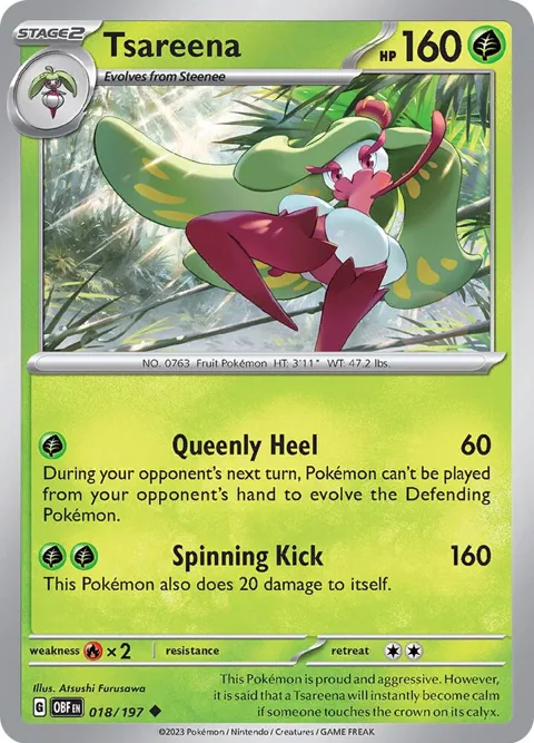 Tsareena #018/197 Pokémon card from Obsidian Flames