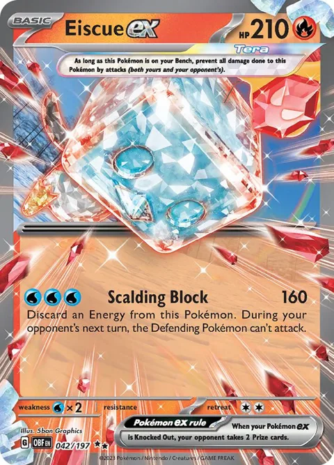 Eiscue ex #042/197 Holofoil Pokémon card from Obsidian Flames